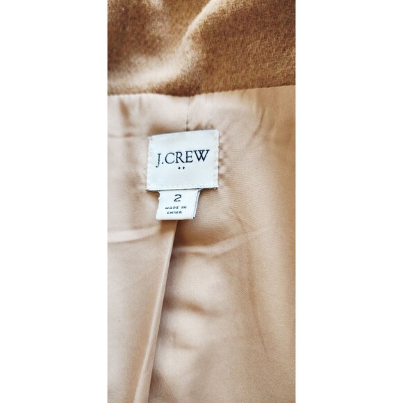 J Crew Factory City Coat Women’s 2 Tan Zip Wool Blend Neutral Oatmeal High Neck - Picture 3 of 5